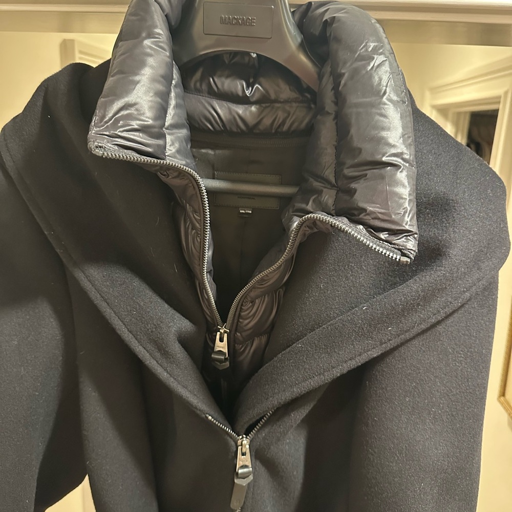 Mackage Women's Shia Black Winter Wool Coat with leather accents VERY NEW - Picture 6 of 14